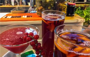 two glasses of sangria with fruit and a drink at 2 Bedroom Nice Home In Rydzewo in Rydzewo