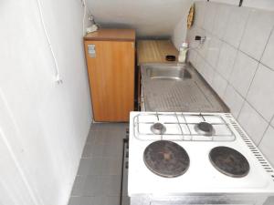 kuchenka w małej kuchni ze zlewem w obiekcie Rooms with a parking space Stari Grad, Hvar - 14831 w mieście Stari Grad
