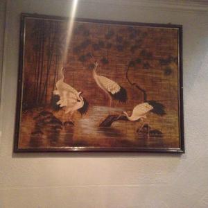 a painting of birds hanging on a wall at Peek-a-Booze - Budget Hotel - Adults Only in Blackpool