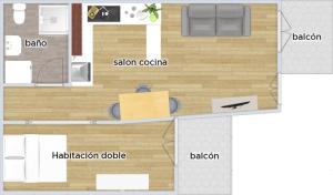 planta de una habitación con escritorio en Apartamento Haro Wine Experience, en Haro 8 fotos más