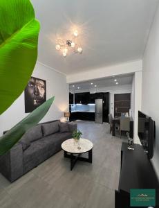 salon z kanapą i stołem w obiekcie Thiseio Residence 58 w Atenach