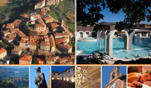 a collage of pictures of a city and a town at Casolare Isabella "Il rifugio dei vinili" and Alice's room in Ponsacco