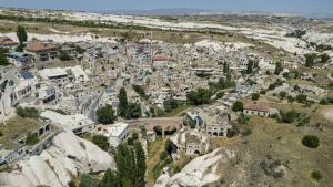 an aerial view of the city of akrotiri at El Puente Cave Hotel in Urgup