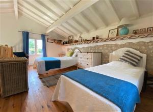 a bedroom with two beds in a room at Le Pigeonnier in Ronsenac