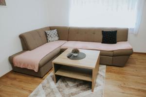 戈斯皮奇I&T apartman的带沙发和咖啡桌的客厅