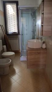 Madonna della Costa的住宿－Mary's Home，一间带水槽、卫生间和淋浴的浴室