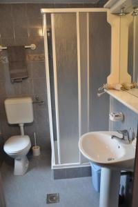ein Badezimmer mit Toilette, Waschbecken und Dusche in der Unterkunft Apartments with a parking space Rakalj, Marcana - 15250 in Krnica