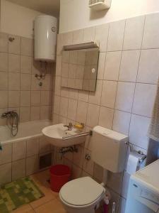 Baño pequeño con aseo y lavamanos en Apartments with a parking space Kastel Kambelovac, Kastela - 15279, en Kaštela