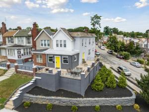 an aerial view of a house in a residential neighborhood at Upscale Luxury Suites Minutes From Center City in Philadelphia