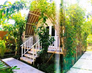 a house with a staircase leading up to a tree at The Vagary Vibes in Nusa Penida