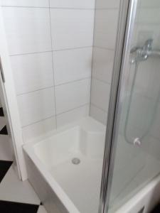 a bathroom with a shower and a white bath tub at Apartment Sevid 15664a in Sevid