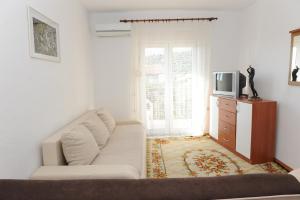 a living room with a couch and a tv at Apartments with parking space Podaca, Makarska - 15748 in Podaca
