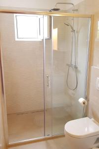 a bathroom with a shower and a toilet at Apartments with parking space Kastel Stafilic, Kastela - 16086 in Kaštela