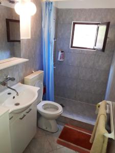 a bathroom with a toilet and a sink at Apartments by the sea Prigradica, Korcula - 16125 in Blato