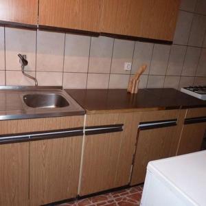 a kitchen with a sink and a counter top at Holiday house with a parking space Starigrad, Paklenica - 16126 in Starigrad