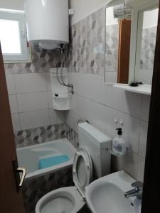 a bathroom with a toilet and a sink and a tub at Apartments with a parking space Luka, Peljesac - 16229 in Ston