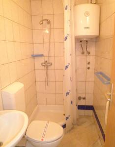 een badkamer met een douche, een toilet en een wastafel bij Apartments with a parking space Punat, Krk - 15451 in Punat