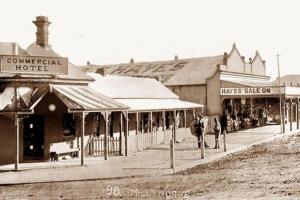 an old black and white photo of a train station at The Commercial Quarters in Millthorpe