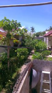 a view of a garden from a house at Family bungalow in Gili Meno