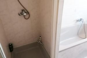 NiederdorfeldenにあるCozy Apartment near Frankfurtの洗面台とシャワー付きのバスルーム