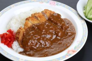 a bowl of food with meat and rice on a plate at Business Hotel Furusato in Ibusuki