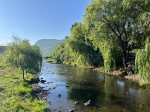 einen Fluss mit Bäumen an der Seite in der Unterkunft Manana Guesthouse in Marmarik