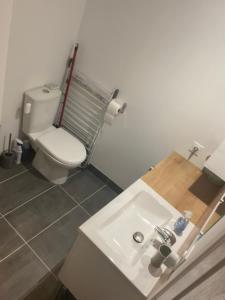 Kúpeľňa v ubytovaní Le cocon blanc: T2 centre Ax neuf et équipé 8 pers