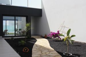 Una casa con plantas a un lado. en Villa Sol Fuerteventura, en La Oliva
