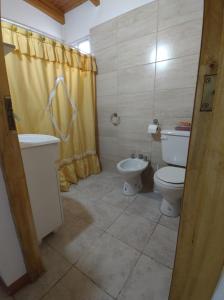 La salle de bains est pourvue de toilettes et d'un lavabo. dans l'établissement Rossi, à Malargüe