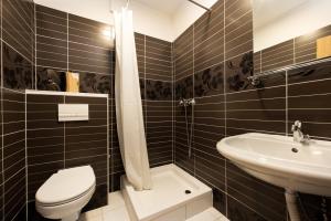 La salle de bains est pourvue de toilettes et d'un lavabo. dans l'établissement Hotel Potpican, à Potpićan