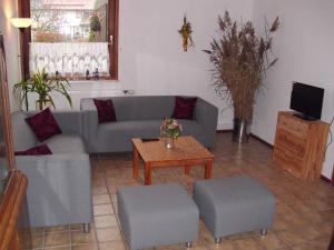 salon z kanapą i stołem w obiekcie Apartment 2 Langelsheim Harz w mieście Langelsheim