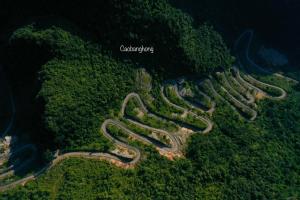 an aerial view of a winding road in the forest at ĐỨC ANH HOTEL Bảo Lạc in Bảo Lạc +10 photos