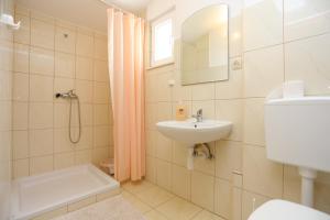 a bathroom with a sink and a toilet and a shower at Apartment Nemira 17039a in Tice
