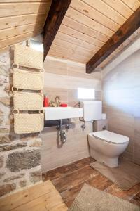 a bathroom with a white toilet and a sink at Family friendly house with a swimming pool Bogatic, Krka - 17168 in Oklaj +11 photos