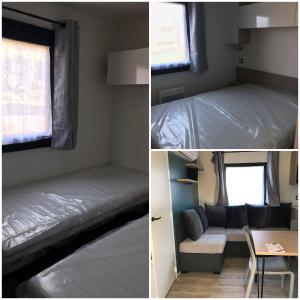 2 fotos de un dormitorio con cama y sofá en Salagouuuuuuuuu, en Liausson