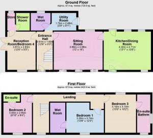 a floor plan of a house at April Cottage, luxurious accommodation for coast and forest with pool & hot tub in Hordle