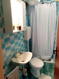 a bathroom with a toilet and a sink at Apartments by the sea Supetarska Draga - Donja, Rab - 17201 in Rab