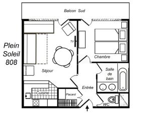 Appartement Méribel, 2 pièces, 5 personnes - FR-1-182-20の見取り図または間取り図