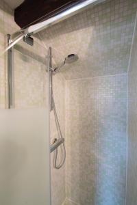 a shower with a shower head in a bathroom at Breathtaking View of Paris - Luxury Apartment in Paris
