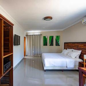 sypialnia z białym łóżkiem i telewizorem w obiekcie Bliss Hotel Vale do Café w mieście Vassouras