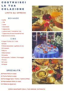 a page of a menu for a restaurant at Castello Di Strambinello in Strambinello