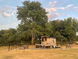 a play house in a field with a tree at Accommodation Bristol Airport in Redhill