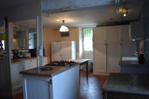 una cucina con piano cottura e frigorifero bianco di Le Moulin,19 bis rue de Beaudon, 45330 Augerville la riviere a Trézan