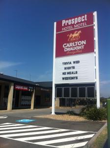 a building with a sign for a hotel motel at Prospect Hotel Motel in Blacktown