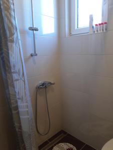 a bathroom with a shower with a shower curtain at Apartments with a parking space Lipovaca, Plitvice - 17657 in Rakovica