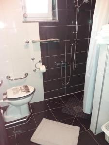 ein Bad mit einem WC und einer Dusche in der Unterkunft Apartments and rooms with parking space Slunj, Plitvice - 17719 in Slunj