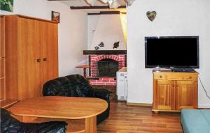 a living room with a television and a fireplace at Awesome Home In Gdynia With 1 Bedrooms And Wifi in Gdynia