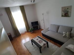 - un salon avec un canapé et une table basse dans l'établissement Apartments and rooms with parking space Makarska - 18106, à Makarska