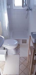 a white bathroom with a toilet and a sink at Apartments by the sea Nevidjane, Pasman - 18427 in Neviđane