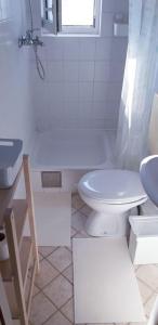 a white bathroom with a toilet and a sink at Apartments by the sea Nevidjane, Pasman - 18427 in Neviđane